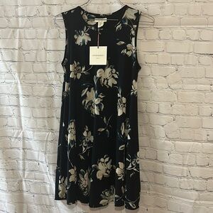 NWT Cynthia Rowley Navy Floral Print Sleeveless Dress SZ M